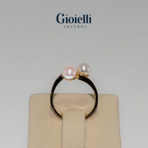 Anillo en Oro 18k con Perlas y Diamante
