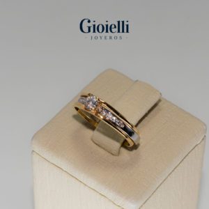 Anillo 2 piezas en Oro blanco y amarillo 18k con circones